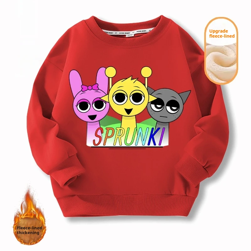 Sprunki Hoodie Kid Ncredibox Cartoon Game Figure Warm Thickening Sweatshirt Cosplay Costume Pullover Tops Hoodie Clothes Gift