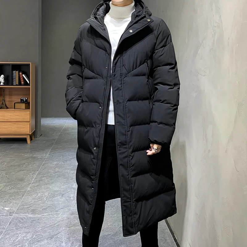 Brand Hooded Casual Fashion Long Thicken Outwear Parkas Jacket Men Winter Windbreaker Coats Male Clothing Long Jacket