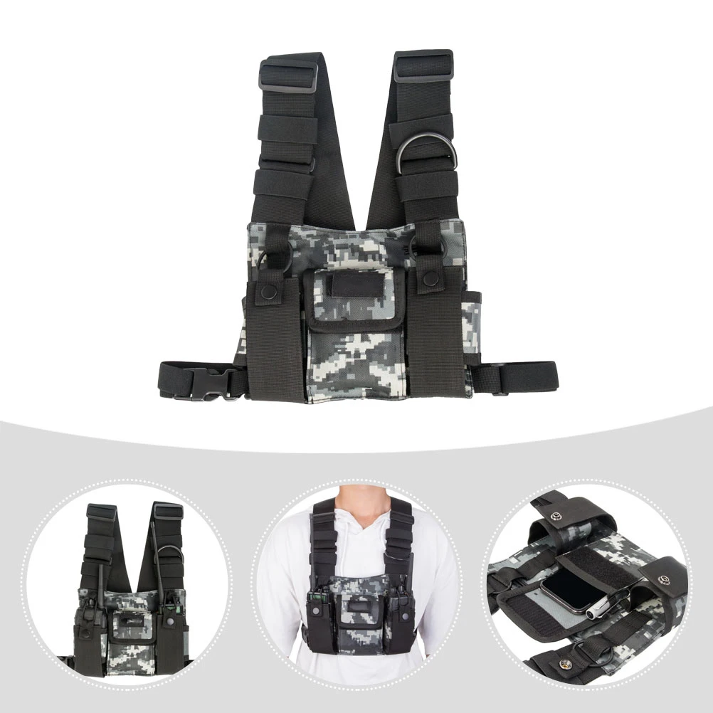 

Adjustable Durable Chest Bag For Hiking Running Camping Radio Storage Outdoor Chest Pack Multi Pockets Phone Keys Power Bank