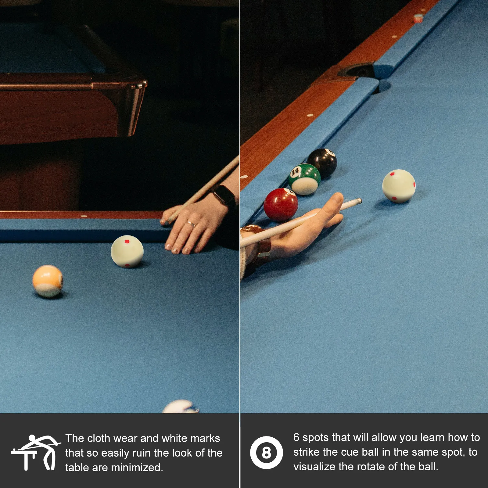 

Regulation Size Standard Cue Ball White Billiard Practice Ball Engineered for Superior Playability Durability 6 Dots to