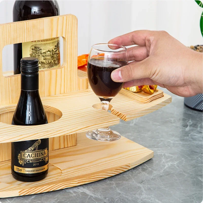 Bar Shelf Wine Accessories Kit Wooden Wine Rack Living Room Beer Holder Glass Bottle Stand Home Bars Hanger Glasses Holders Wood