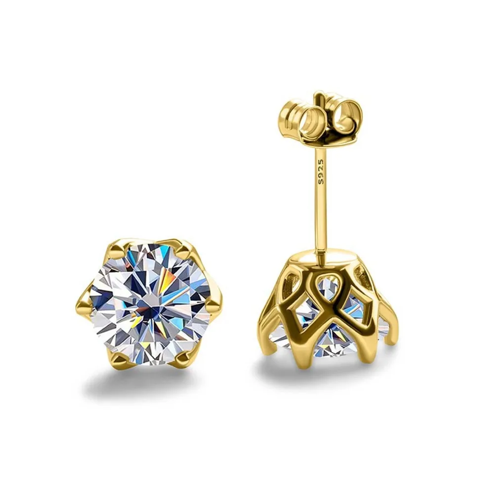 JoyceJelly 18k Vergoldete S925 Sterling Silber Grüne Moissanit-Ohrringe für Damen Klassisches 6-Krallen-Design Valentinstag-Geschenk – Detail 15