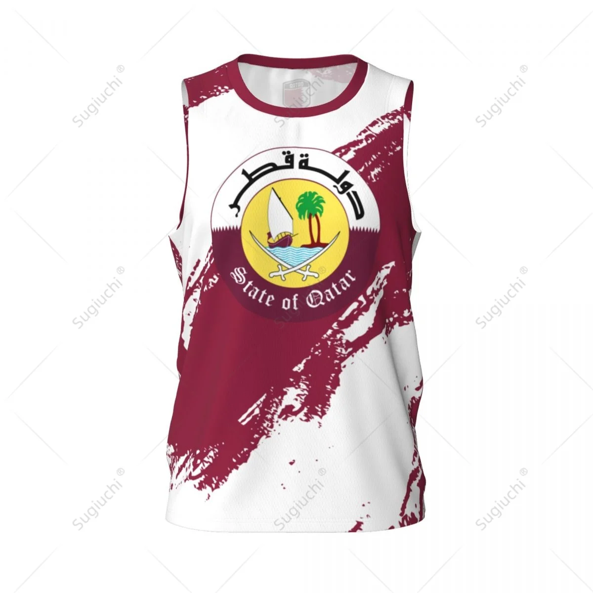 Men Basketball Sports Qatar Flag Running Fitness Multifunction Jersey Sleeveless shirt Custom Name Nunber Exclusive