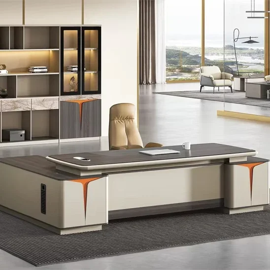2026 Luxury Manager Desk Extendable Wireless Charging Office Table L Shape Corner Wooden Table With Drawers