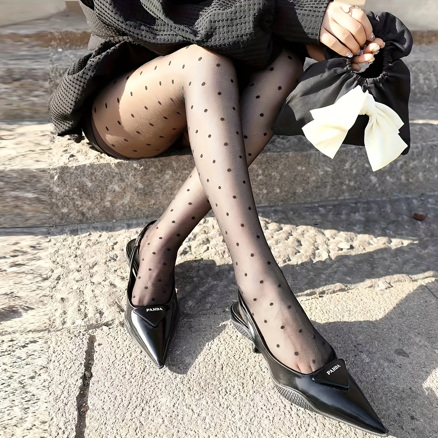 Damen-Strumpfhose mit schwarzen Punkten, 0D, dehnbar, glänzend, nahtlos, mit hoher Taille, elegant für Partys, Verabredungen und den täglichen Freizeitgebrauch