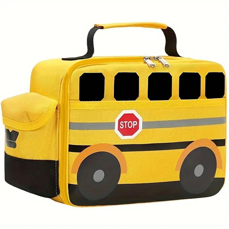 Children's School Bus Lunch Bag Cute Cartoon Picnic Bags Outdoor Portable Meal Bag Camping Insulation Bags Fashion Meal Box Bag