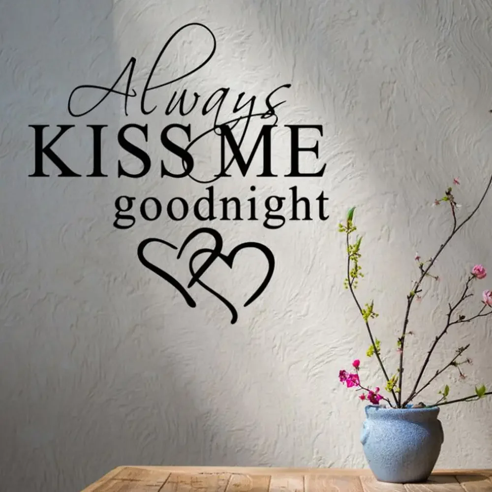 1 Pcs Morden Wall Sticker Art Decor Always Kiss Me Goodnight Wall Stickers Bedroom Removable Decals DIY Bedroom Quotes Decals