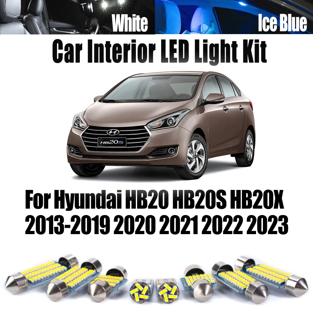 

11Pcs Canbus LED Interior Map Dome Light Kit For Hyundai HB20 HB20S HB20X 2013- 2019 2020 2021 2022 2023 Car License Plate Bulb