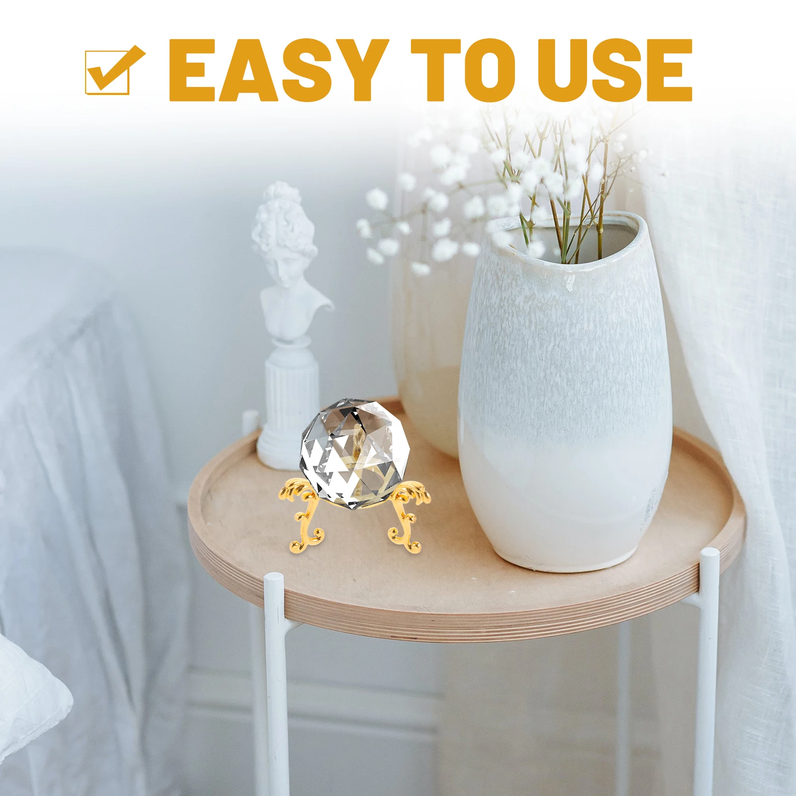 

Stainless Steel Crystal Ball Stand with Stable Base for Home Decor and Display - Metal Sphere Holder for Table Centerpiece