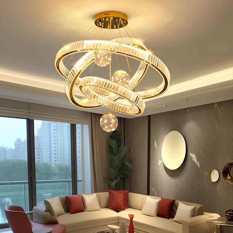 Imagem -04 - Modern Crystal Chandelier For Home Decoration Stair Pendant Lamp Living Room Pendant Lights Iluminação Interior