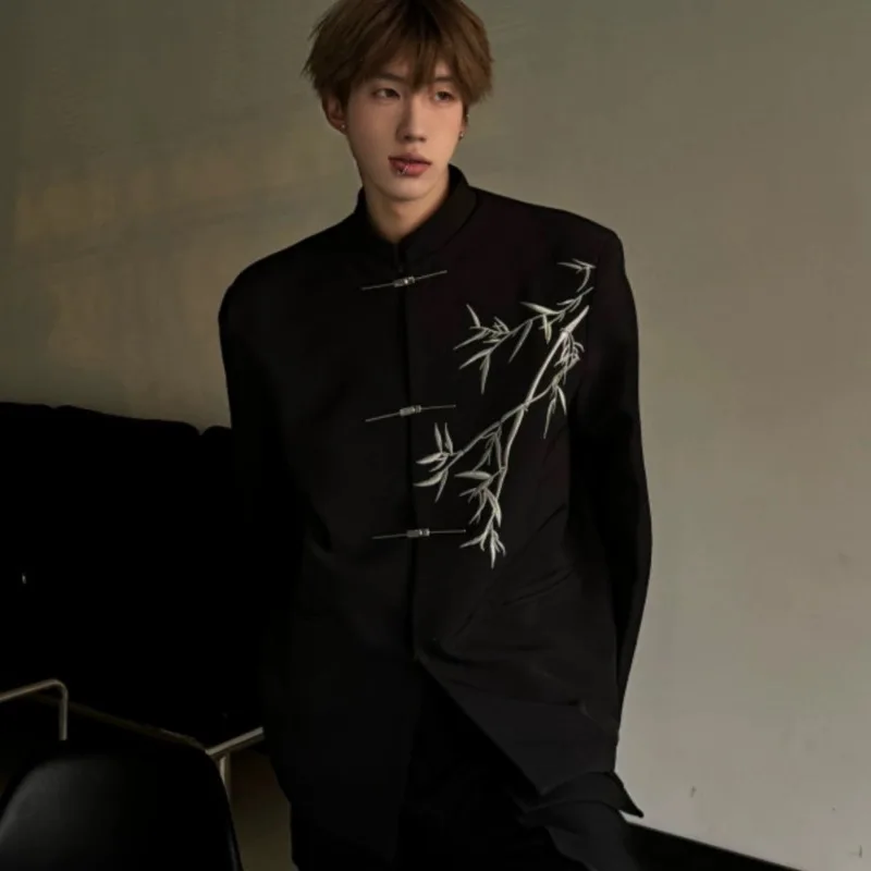 Blazers Men Casual Stand Collar Fashion Design Chinese Style Special All-match Cozy Temperament Streetwear Charming Students New image 4