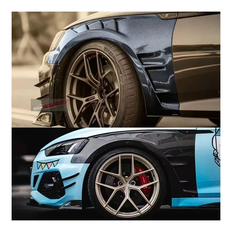 New Yaochi For Audi RS5 B9.5 Carbon Fiber Front Fender with Exhaust Bumper Cut-Outs-Bolt-On Retrofit/Upgrade 1 Year Warranty