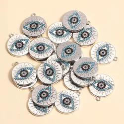10Pcs Silver Plated Alloy Evil Eye Charm Diy Accessories Necklace Earrings Jewelry Charms Exquisite Turkish Eye Pendants