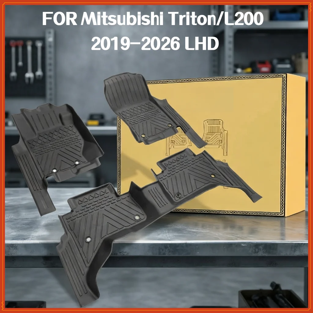 5D TPE Floor Mats  For Mitsubishi L200 pickup truck 2019-2026 LHD Waterproof Custom Fit All-Weather Full Coverage  accessories