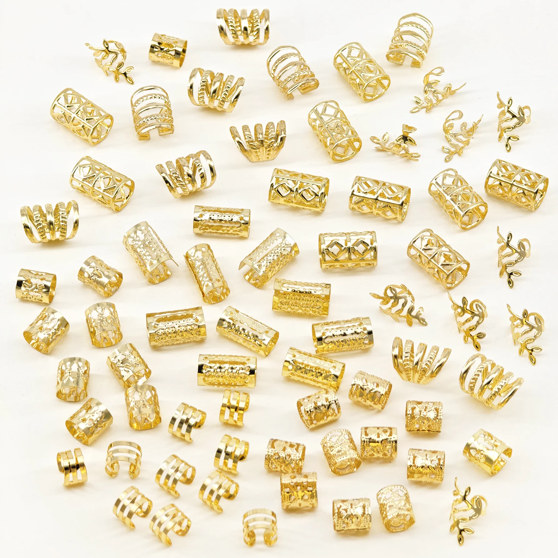 70 قطعة من حلقات الشعر Dreadlock - إكسسوارات شعر أنيقة مصنوعة من خليط معدني مجوهرات شعر Loc للضفائر للفتيات والنساء #4