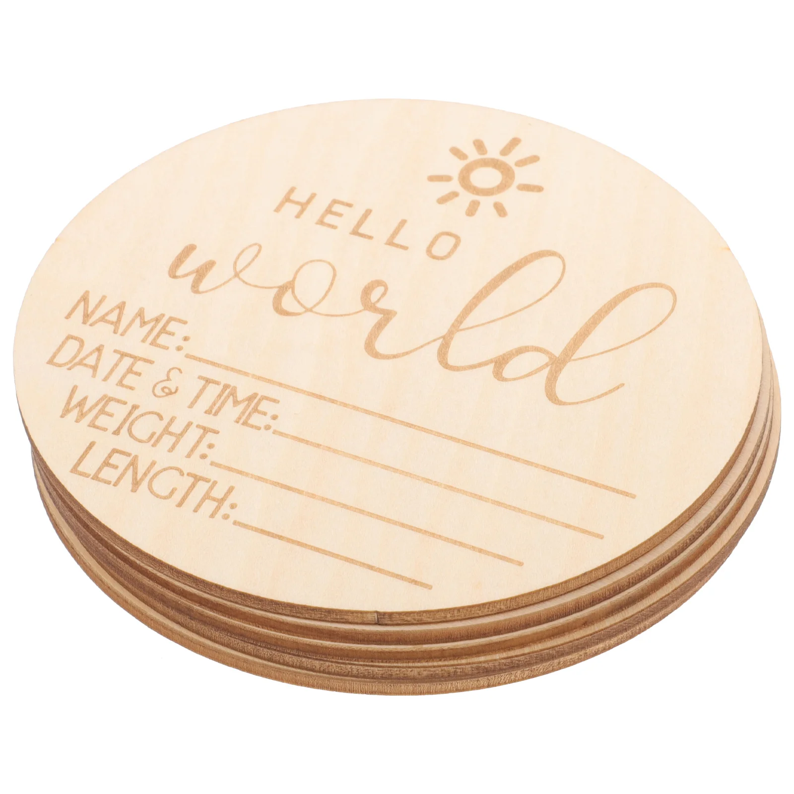 5 Pcs Milestone Wood Chips Emblems Wooden Birth Announcement Sign Newborn
