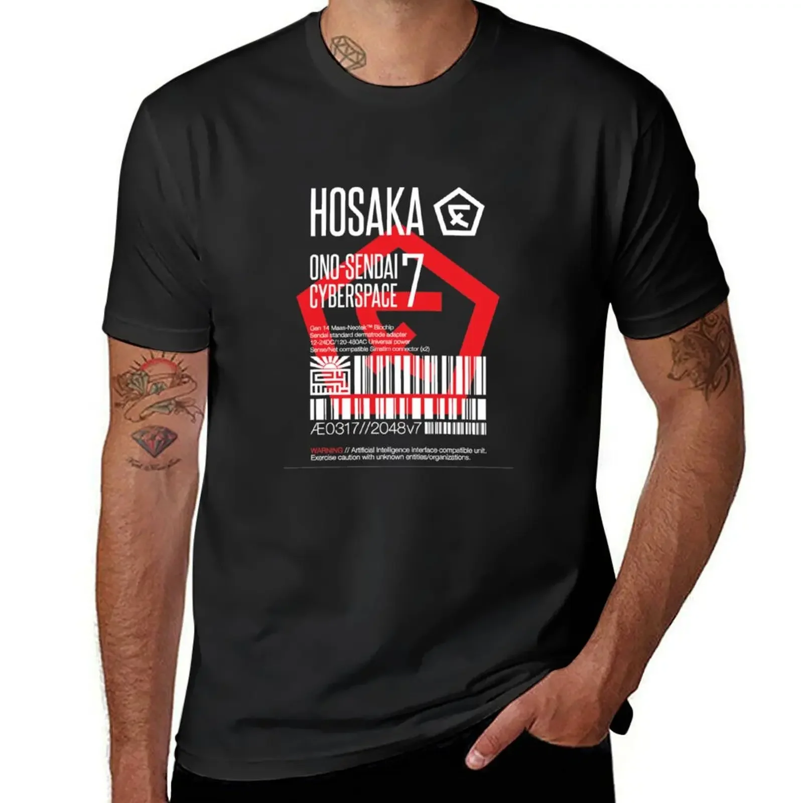 Hosaka Ono-Sendai Cyberspace 7 Label T-Shirt anime clothes Blouse mens t shirt