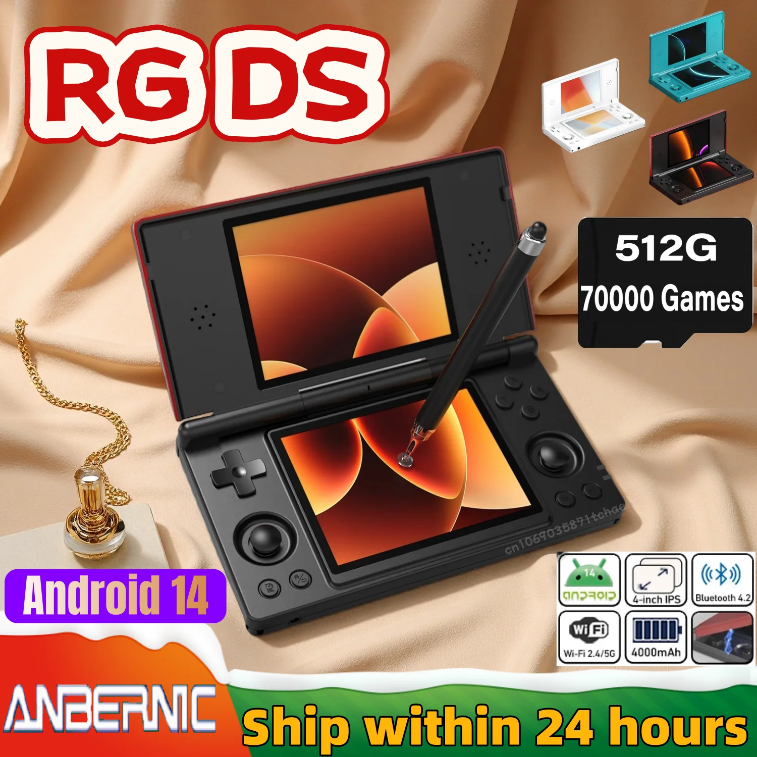 

Anbernic RG DS Handheld Game Console Player Dual 4.0 IPS Screen Android 14 Dual App Split Retro Video Game Consoles PSP PS2 GAME