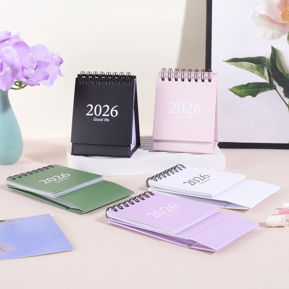 Mini calendrier de bureau pliable créatif 2026, 1 pièce, ornement Portable pour l'école, la salle de classe, le bureau, la maison, décoration essentielle