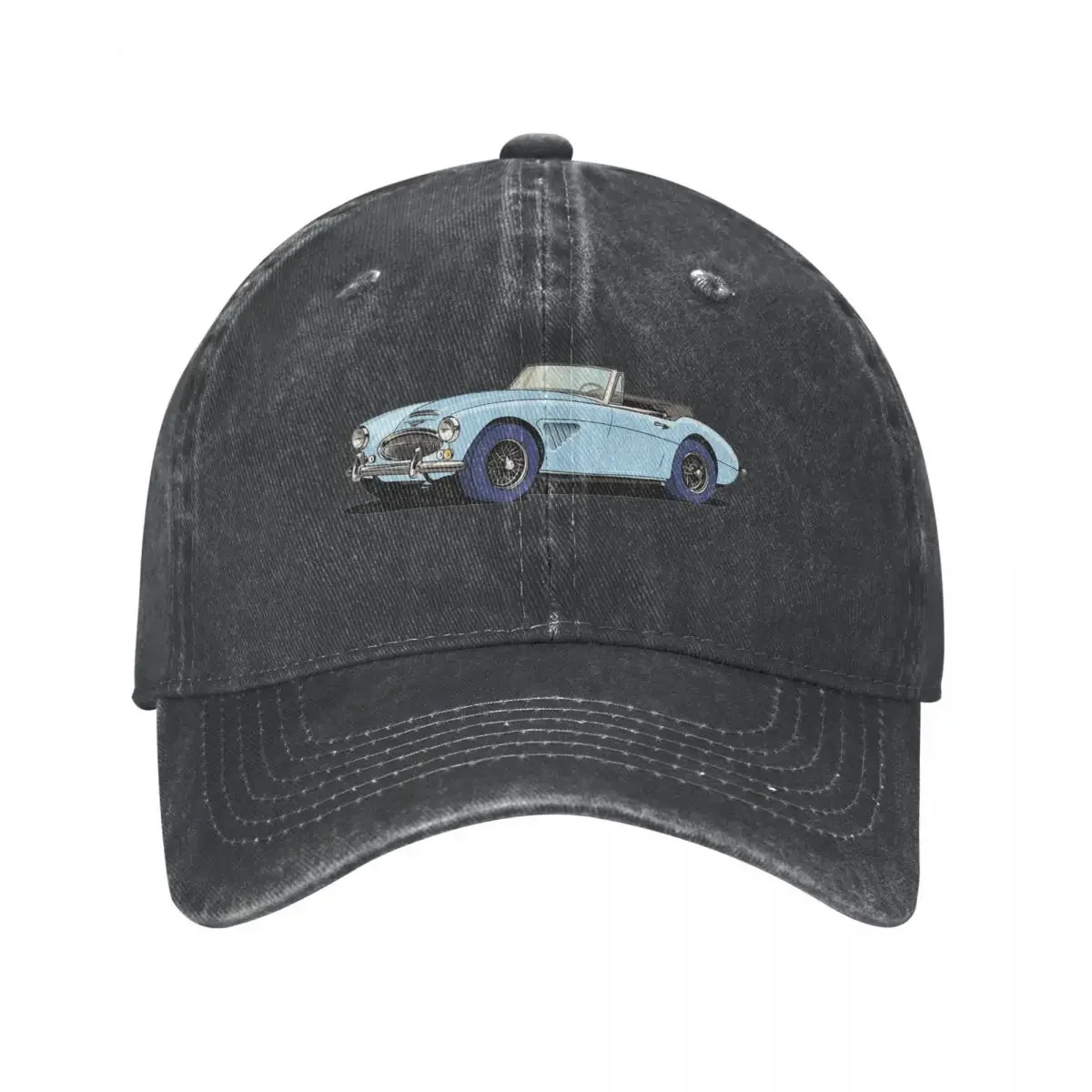 Austin-Healey 3000 British Sports Car In Light Blue Baseball Caps Denim Fabric Hats Casquette Streetwear Baseball Cowboy Hat