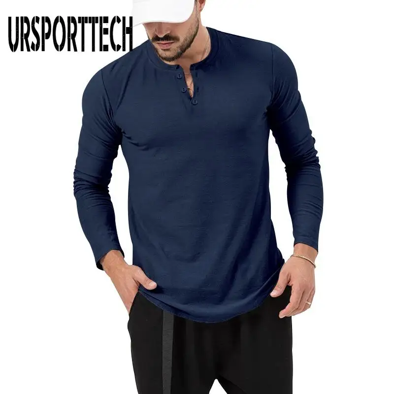 URSPORTTECH Spring Autumn Men's Long Sleeve T-Shirt Male Fashion Casual O Neck T Shirt Fashion Fitness Tops&tees Homme Camisetas