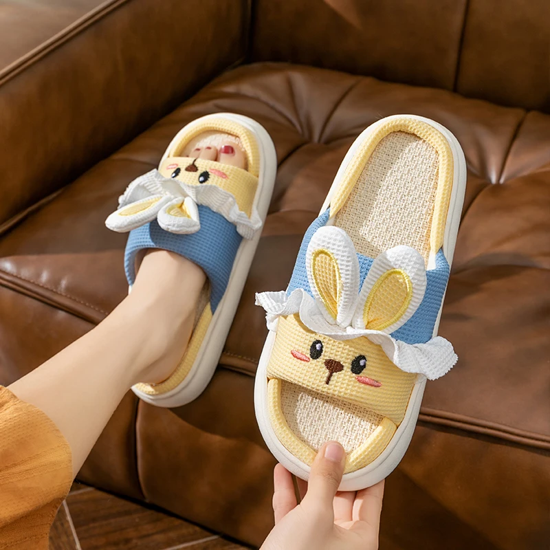 Platform Slippers Women Home Cartoon Cute Rabbit Designer Shoes Girls Casual House Fashion Popular Slides Flats Indoor Open Toe