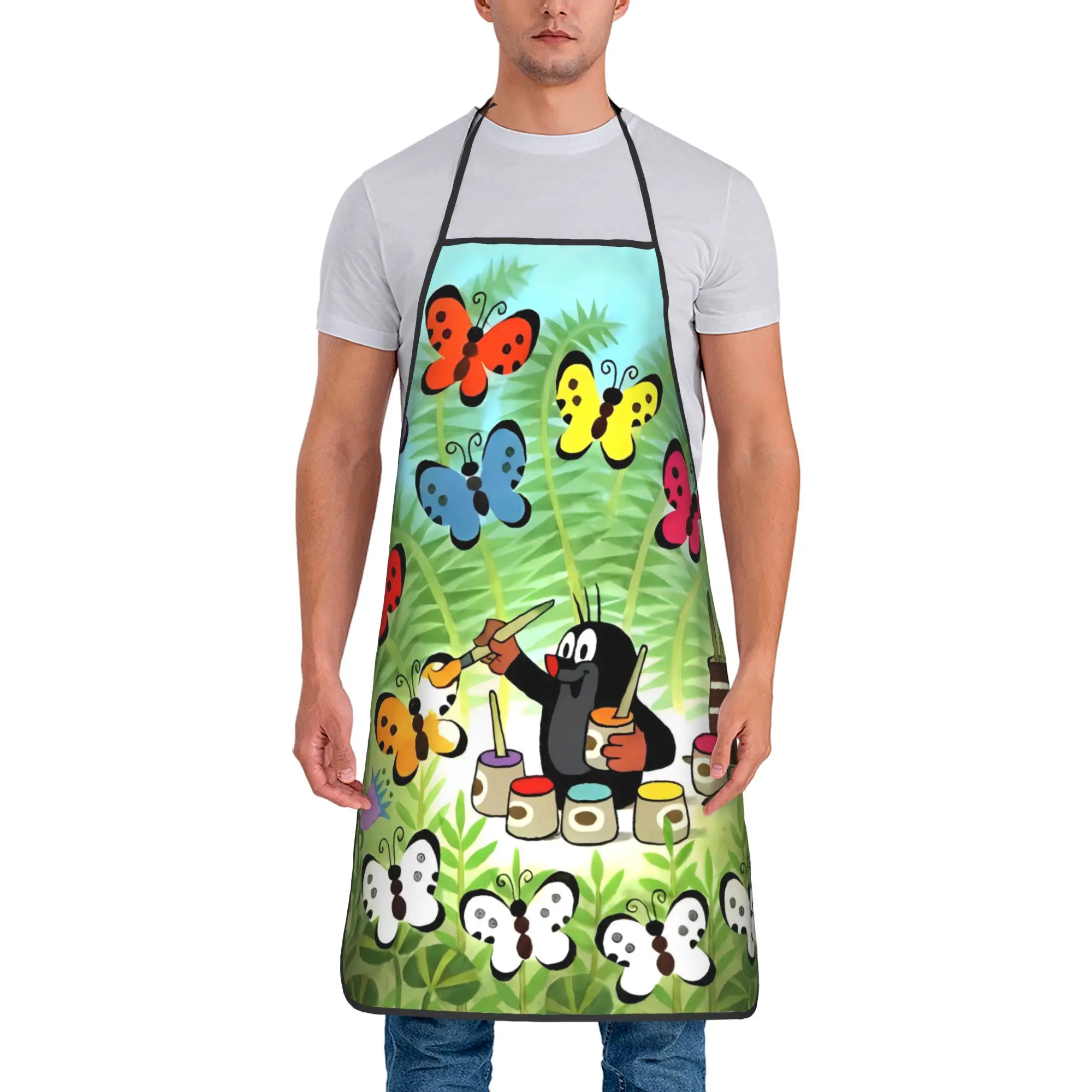 The Little Mole with Friends (2) Apron  Cute Cooking Kitchen Accessories Restraunt Barber Aprons without Pocket