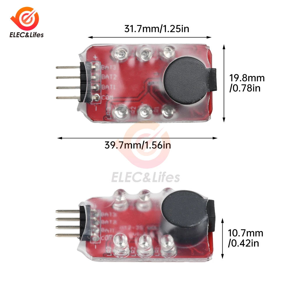 2-3S Lipo/Li-ion/Fe RC helicopter airplane boat etc Battery Voltage 2 IN1 Tester Low Voltage Buzzer Alarm