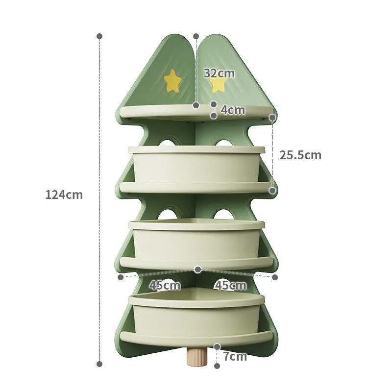 Kids Storage Cabinet with Bookshelf oy Organizer for Baby Room, Multi Layer Corner Shelf Storage Boxes, Christmas Tree Decor