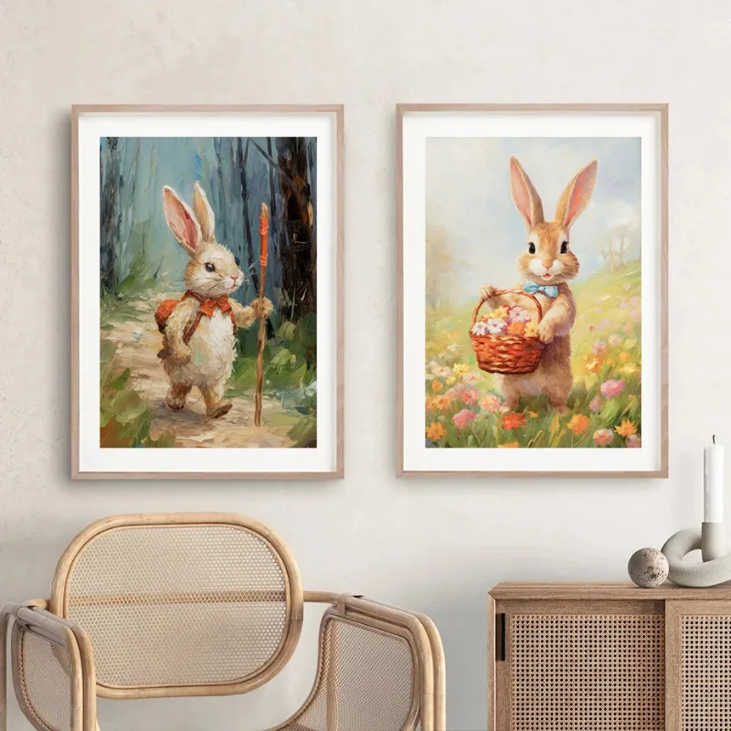 ملصقات و impressions de lapin de Pâques mignon pour chambre d'enfant، صورة d'art جدارية، الانطباع سور تويلي، ديكور دي بيبين