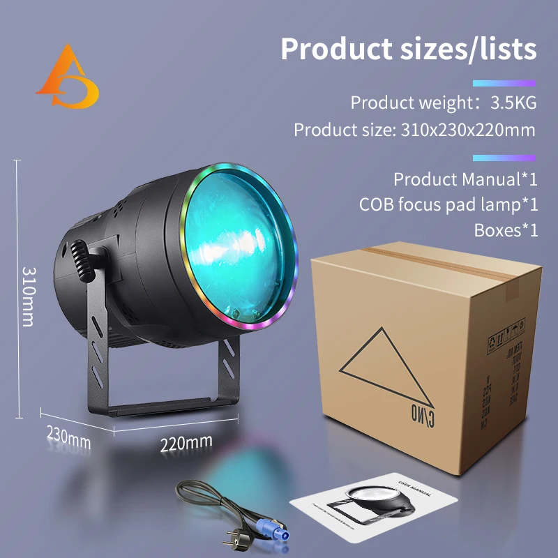 DMX512 250W zoom+ CTO+Light Ring COB LED Par Light  RGB  Dj Wash Beam Effect Stage Lighting