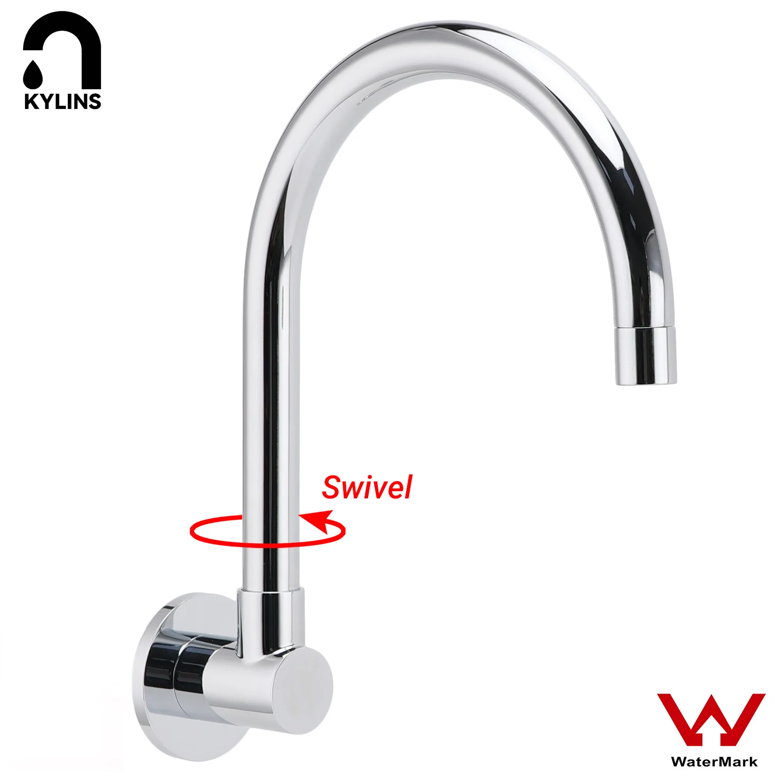 **Sydney Stock** KYLINS Chrome Round Gooseneck Arm Faucet Water Outlet Wall Mounted Swivel Bathtub Spout