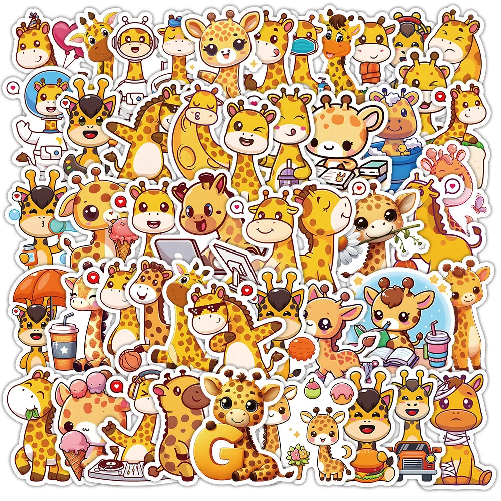 

10/50PCS Cute Cartoon Giraffe Cute Animal Daily Material Doodle Decorative Waterproof Sticker Kids Toy
