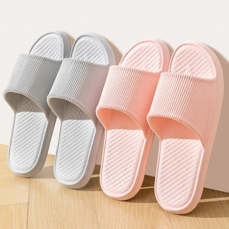 New Summer Concise Men Slippers Couple Indoor Non-slip Soft Sole Slides Lithe Cosy Sandals Women Shoes Ladies\' Home Flip Flops