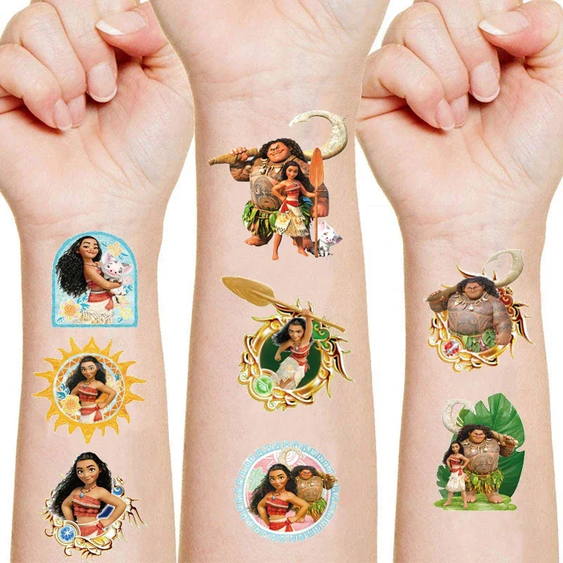 Moana 2 Disney Tattoo Stickers Children's Toys Cartoon Anime Kawaii Sticker Kids Birthday Party Decoration Boys Girls Cute Gifts