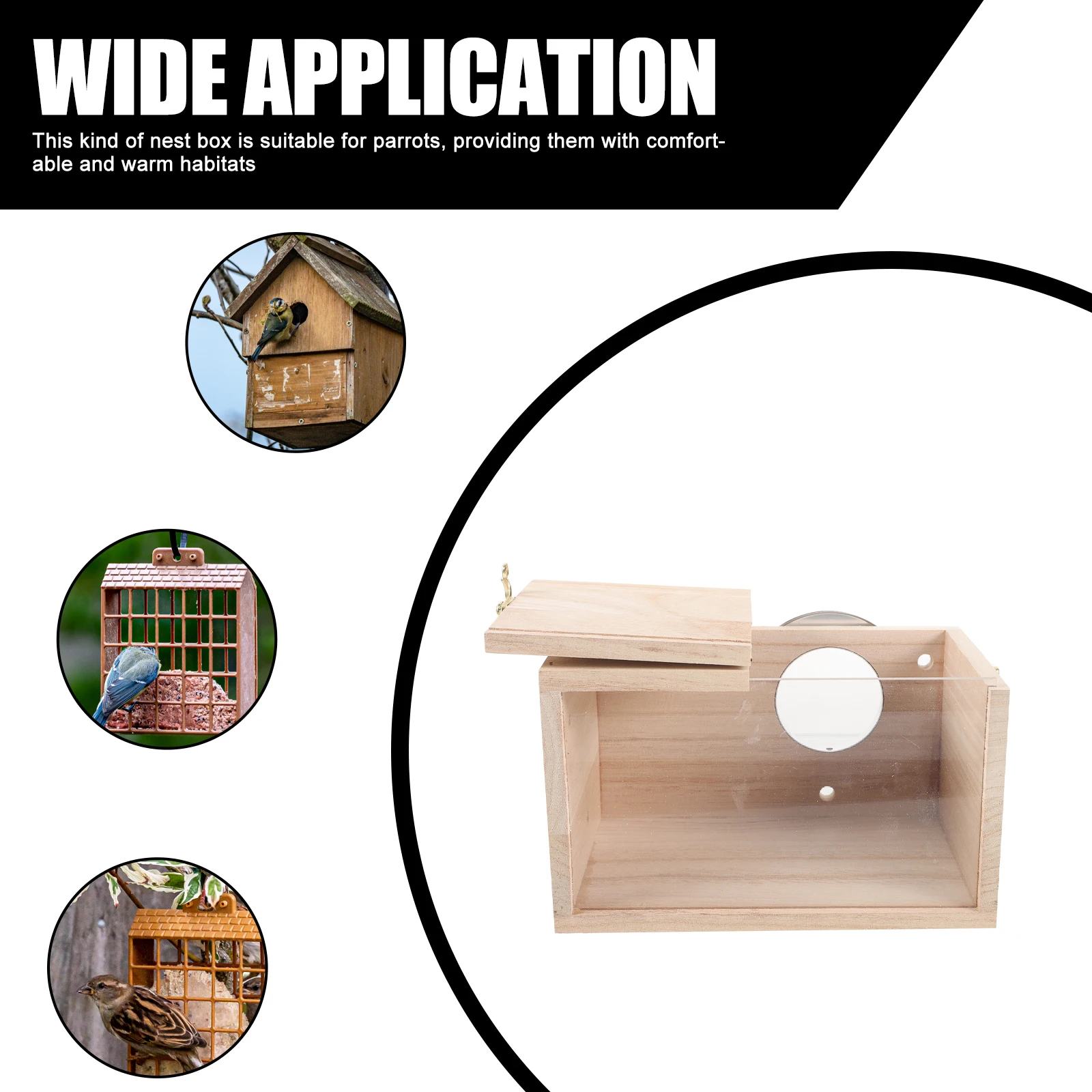 

Wooden Bird House 12x12x19 5cm Safe Transparent Breeding Box for Parakeet Cockatiel Nesting Pet Birds Home Garden Decor Wooden