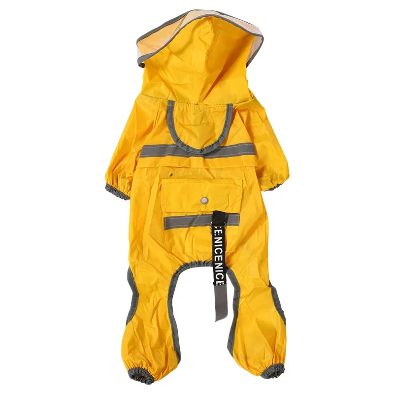 Pet Waterproof Jumpsuit Dog Raincoat Reflective Puppy Clothes For High-grade Golden Chihuahua Yorkshire Hooded Raincoat