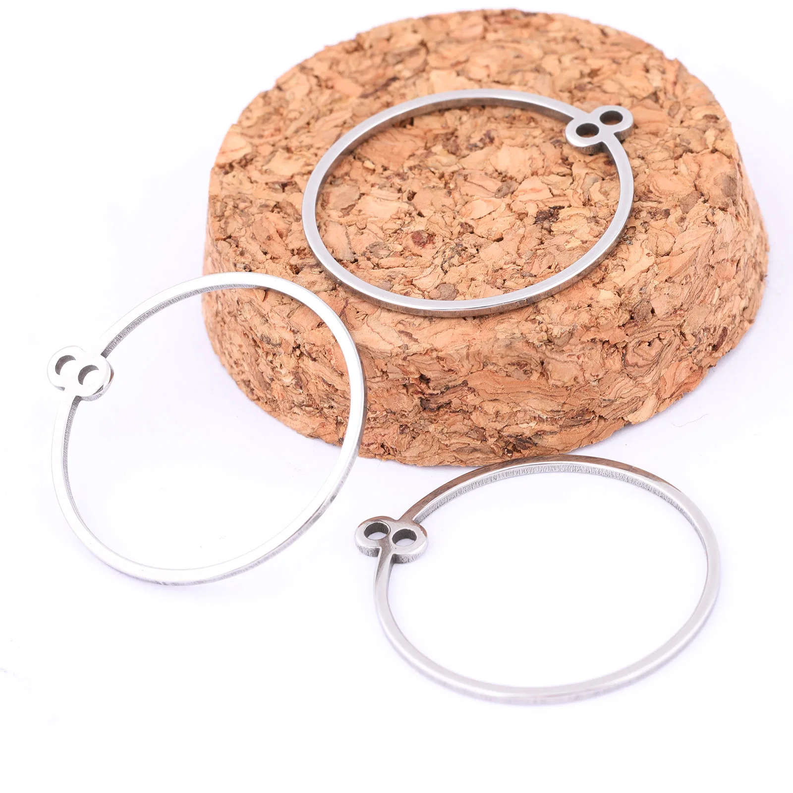 20pcs Stainless Steel 25mm Hoop Circle Earring Connector Findings Diy Jewelry Making Supplies