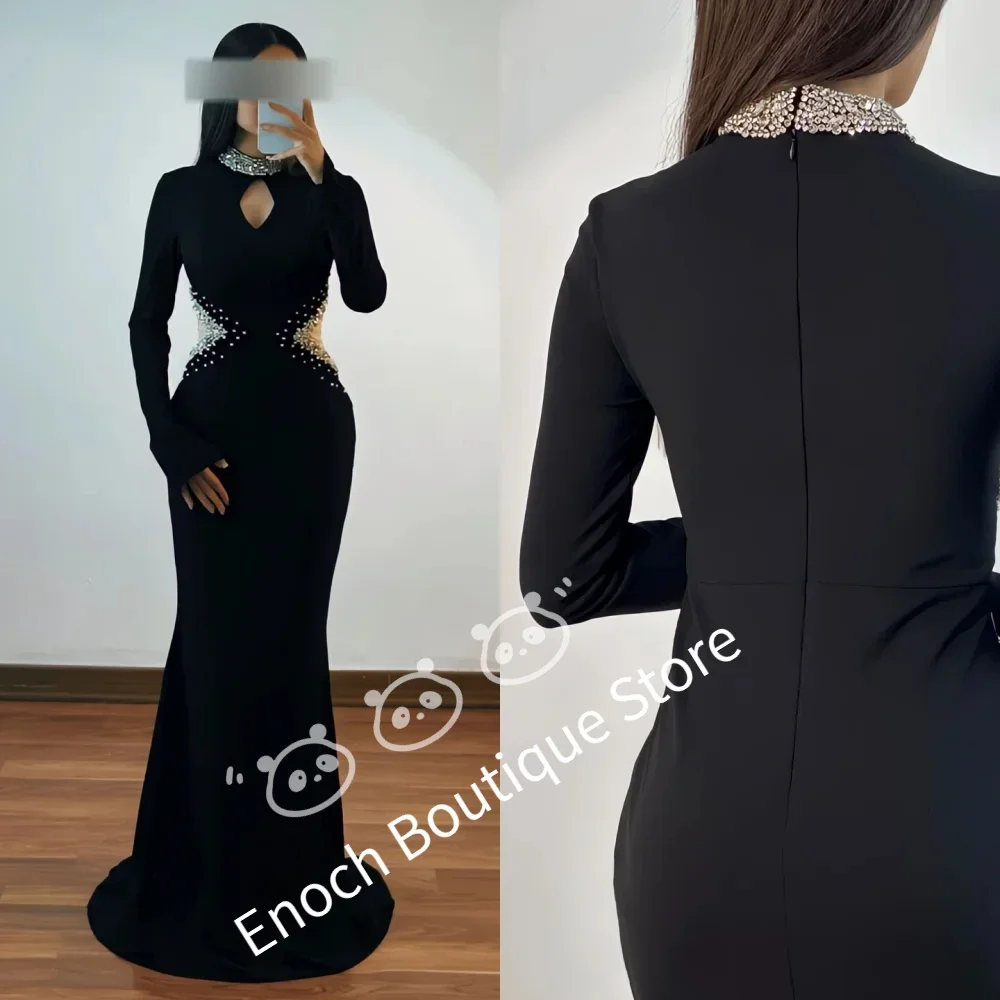 

Customized Intricate Jersey Pleat Rhinestone Trumpet High Collar Long Dresses Bespoke Occasion Dresses Sizes Available