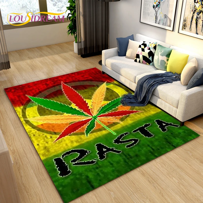 Reggae Music Jamaican Rasta Maple Leaf Area Rug,Carpet Rug for Living Room Bedroom Sofa Decoration,Kitchen Non-slip Floor Mat