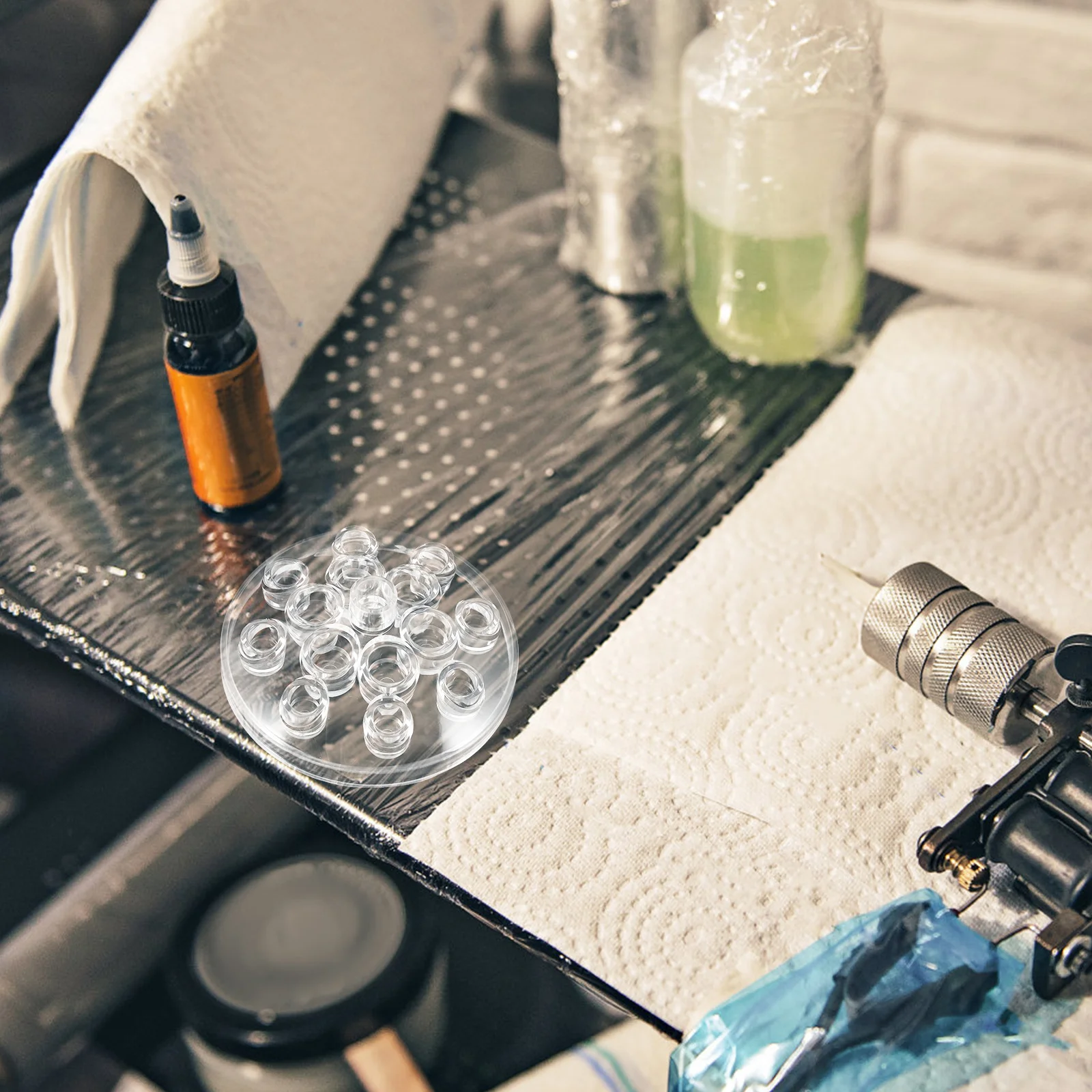 

1Set Transparent Silicone Pigment Cup Holder Round Stable Base for Eyebrow Color Holder Tattoo Ink Containers Clear Cup Stand