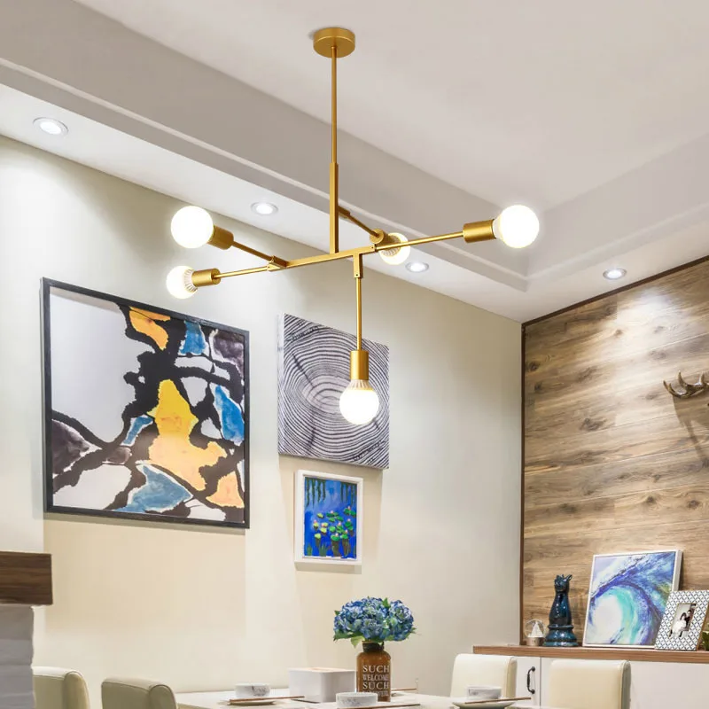 Wrought Iron LED Chandelier Retro Industrial Ceiling Lamp Light Living Room Dining Room Modern Decor Home Lighting Fixture