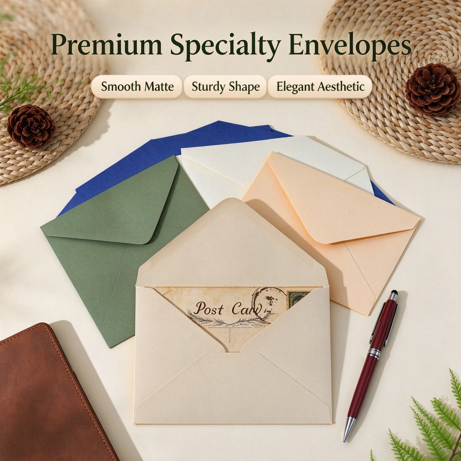 20PCS Colored Velvet Special Paper Colored European Saliva Glue Envelope Green High-end Invitation Envelope
