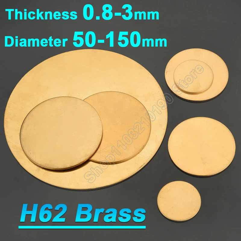 

1-10Pc H62 Brass Disc Thickness 0.8 1 1 2 2.5 3mm Circle Blank Copper Plate Flat Sheet Round Plates Gasket Pad Diameter 50-150mm