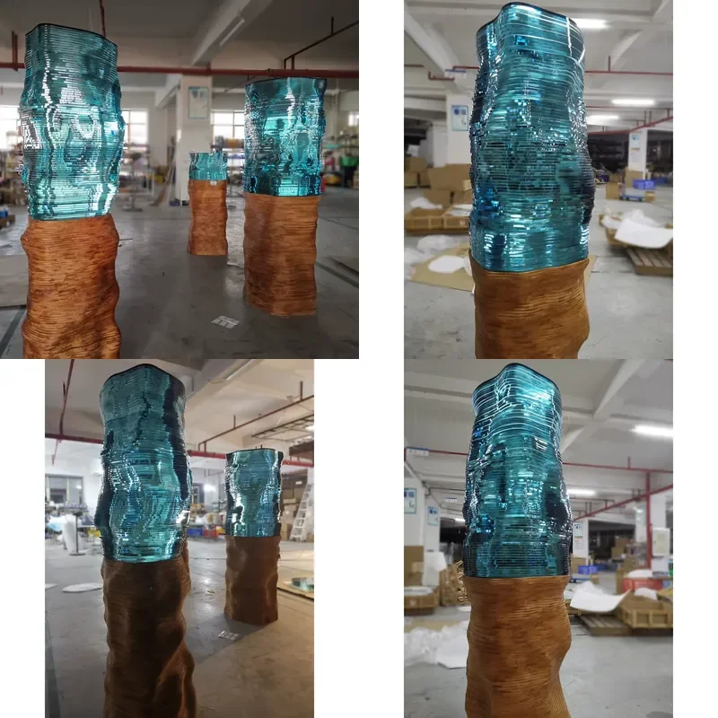 Modern Art Design Custom Glass Wood Home Decoration Villa Hotel Interior Glass Sculpture