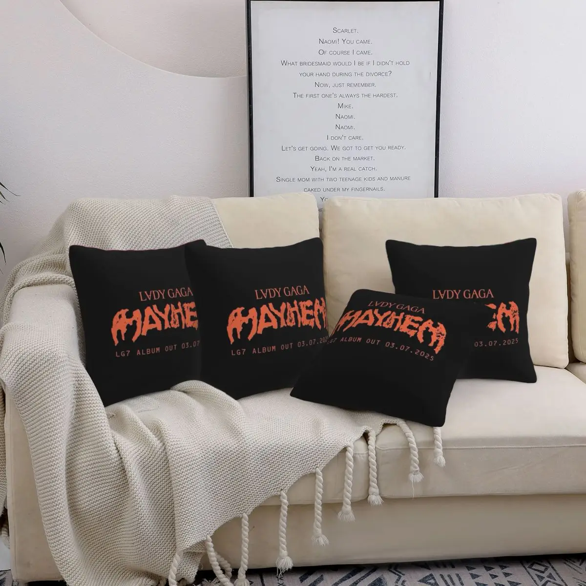 

Lady Gaga Mayhem Album 4pcs Square Pillowcase Cushion Cover Decorative Pillow Case Throw Pillow Cover for Home Bedroom Car