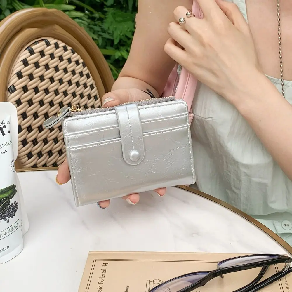 

Portable Retro Women's Wallet Multi-function Card Holder Pu Short Wallet Zipper Ultra Thin Coin Purse Student