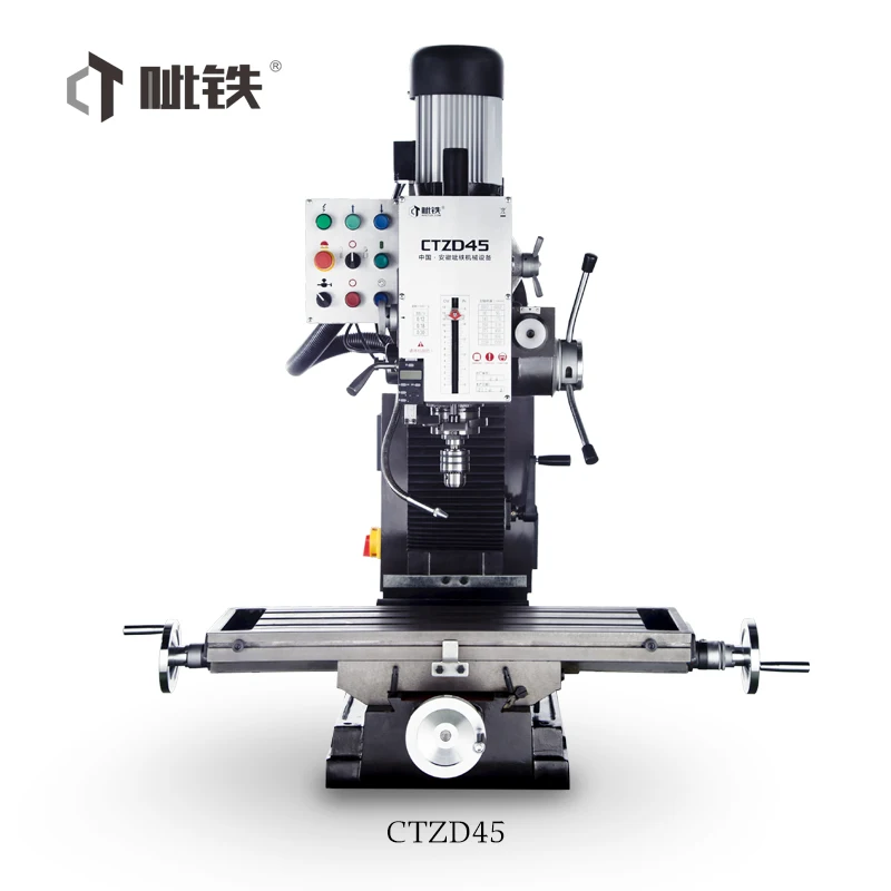 Mesin Frais Vertikal CTZ45, Mesin Bor CNC Kayu, Mesin Bubut Kombinasi Bekas, untuk Konstruksi dan Penggunaan Rumah Tangga, Termasuk Motor Inti, Bantalan, Gearbox, dan PLC