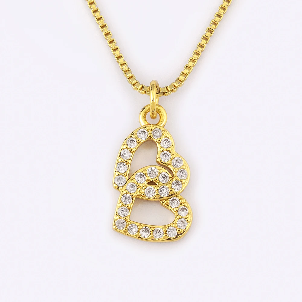 Nidin Light Luxury Trendy Heart Shape Hollow Design Charm Pendant Necklace For Women Men Sparkling Zircon Chain Jewelry Gifts