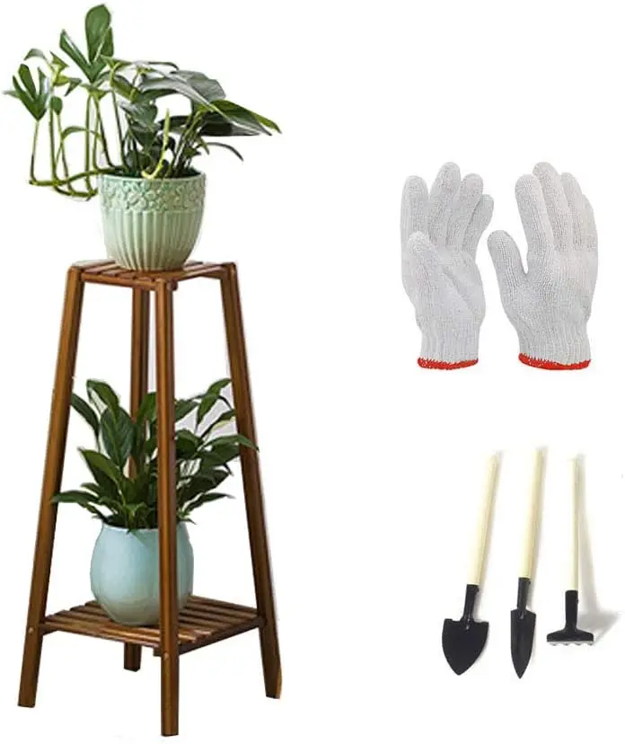 

Tall Plant Stand Pot Holder Small Space (2 Tier) Small succulent pot Gardening tools Succulents plants pots Glass pot White pot